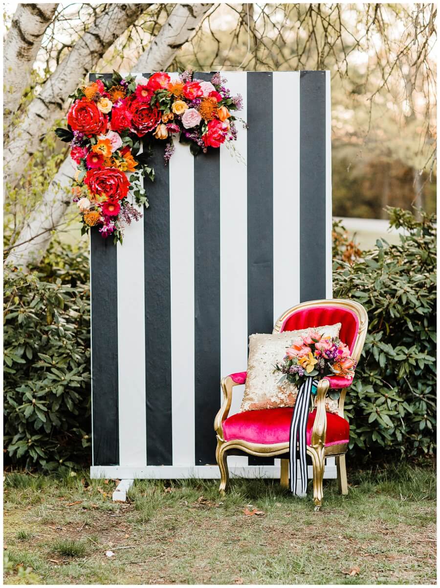 Striped Backdrop with Floral Detail