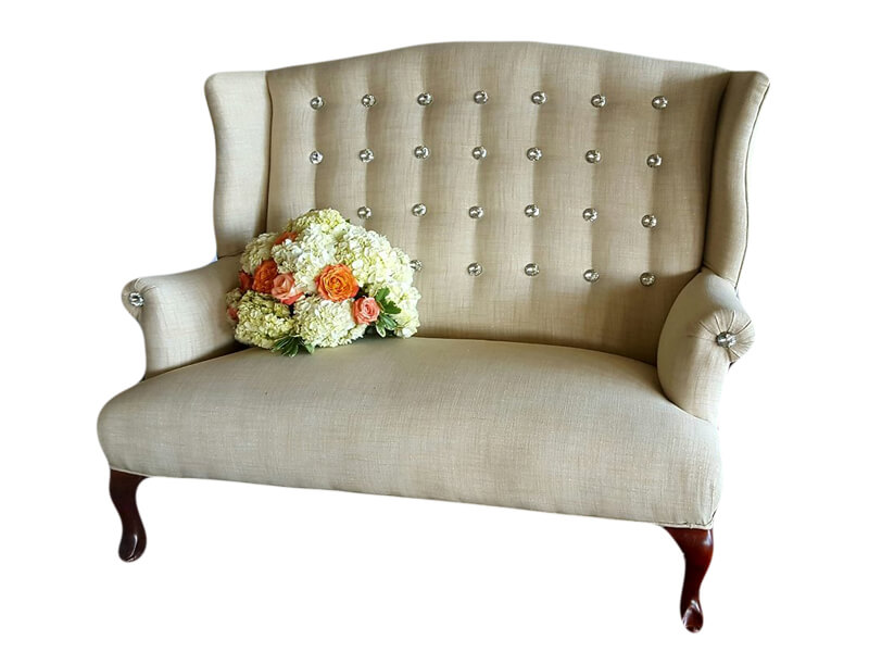 Cream Diamond Button Sweetheart Loveseat | Uniquely Chic Vintage Rentals