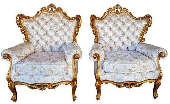 Hollywood Glam Gold & White Chairs | Uniquely Chic Vintage Rentals