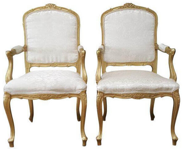 Louis XIV Ivory Brocade & Gold Chairs | Uniquely Chic Vintage Rentals