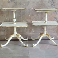 Ivory & Gold Tiered End Tables | Uniquely Chic Vintage Rentals