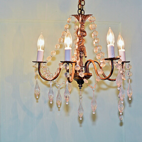 Small Crystal Cherub Hanging Chandelier | Uniquely Chic Vintage Rentals