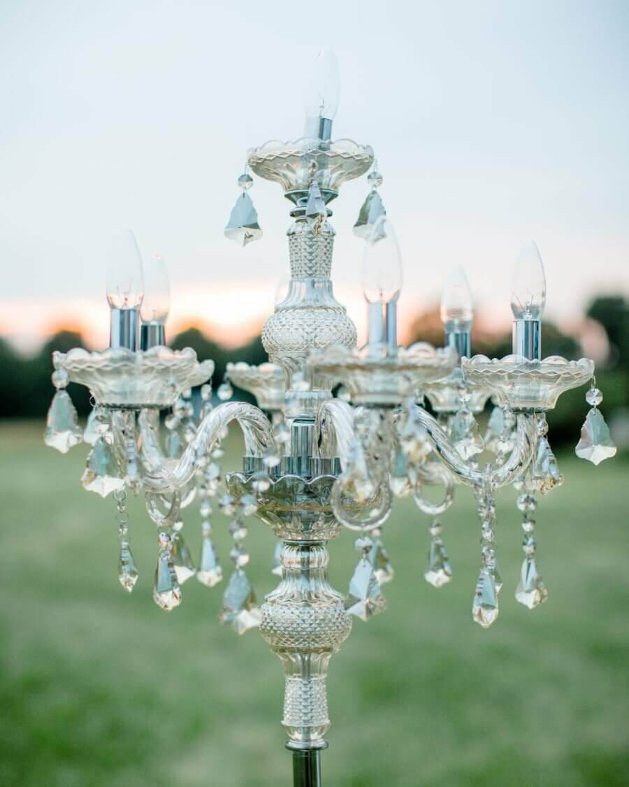 Free Standing Silver Crystal Chandelier | Uniquely Chic Vintage Rentals
