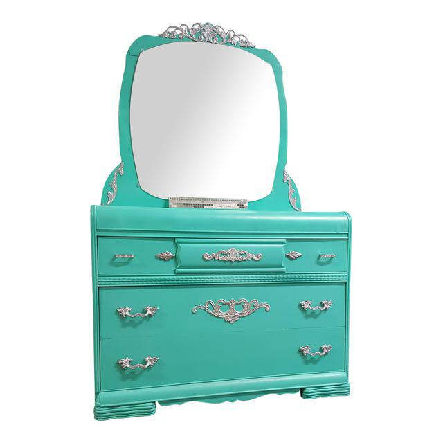 Aqua Mirrored Dresser