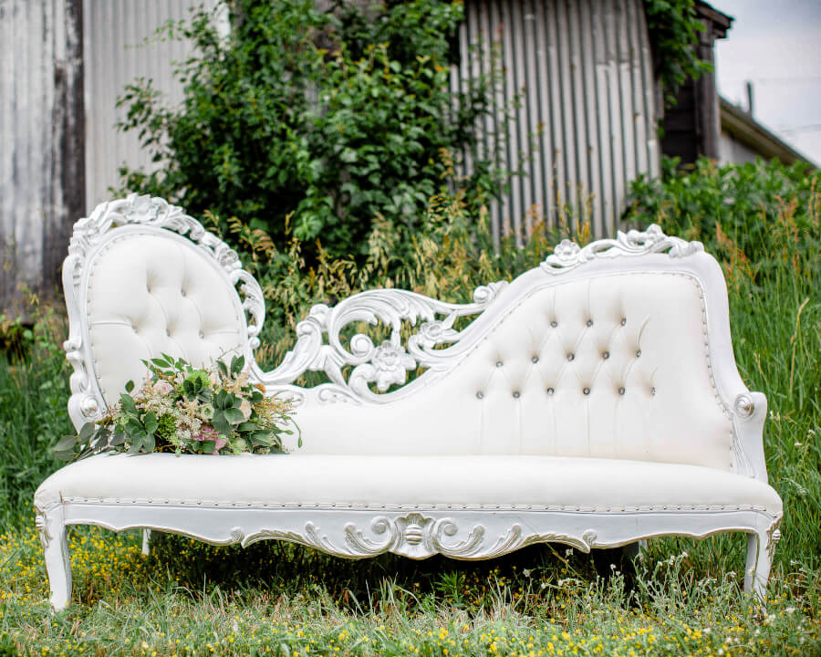 Silver Filigree Chaise on Franklin Farm