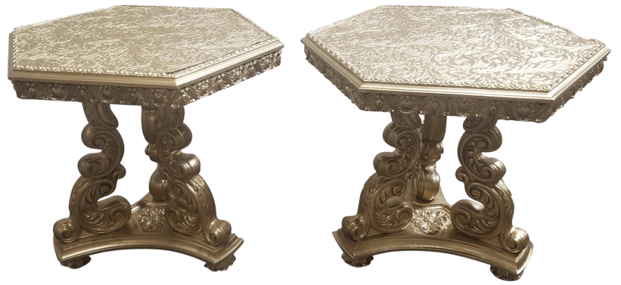 Victorian Gold Side Table Pair | Uniquely Chic Vintage Rentals