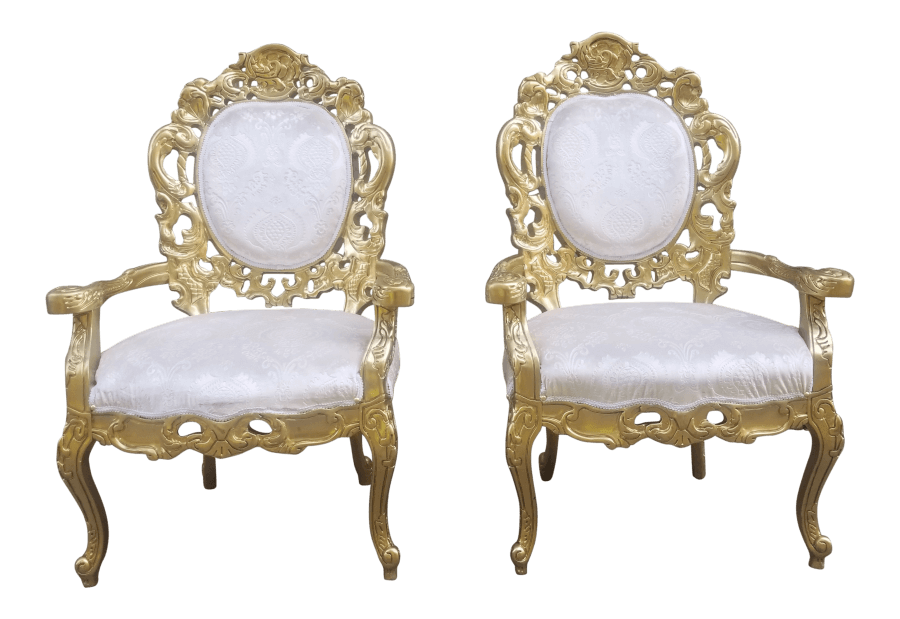 Gold & Ivory Velvet Chairs| Uniquely Chic Vintage Rentals