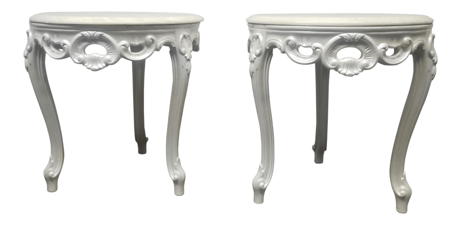 Pearlescent Marble Side Tables | Uniquely Chic Vintage Rentals