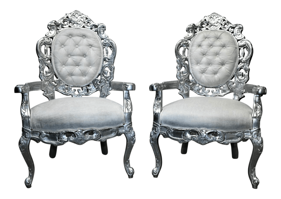 Silver & White Velvet Chairs | Uniquely Chic Vintage Rentals