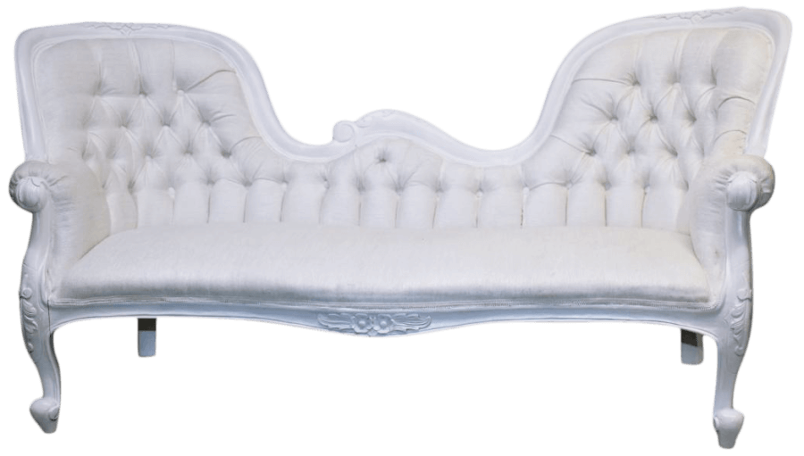 White Velvet Sofa | Uniquely Chic Vintage Rentals
