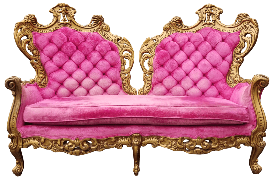 Regency Gold & Pink Loveseat | Uniquely Chic Vintage Rentals