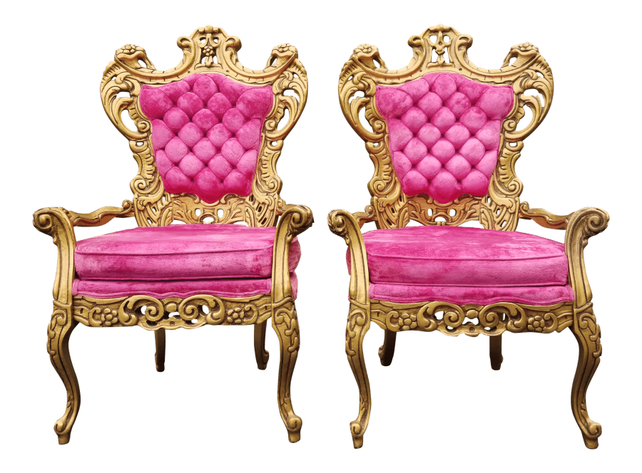 Regency Gold & Pink Velvet Chairs | Uniquely Chic Vintage Rentals