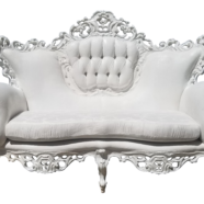 Victorian Baroque White Loveseat
