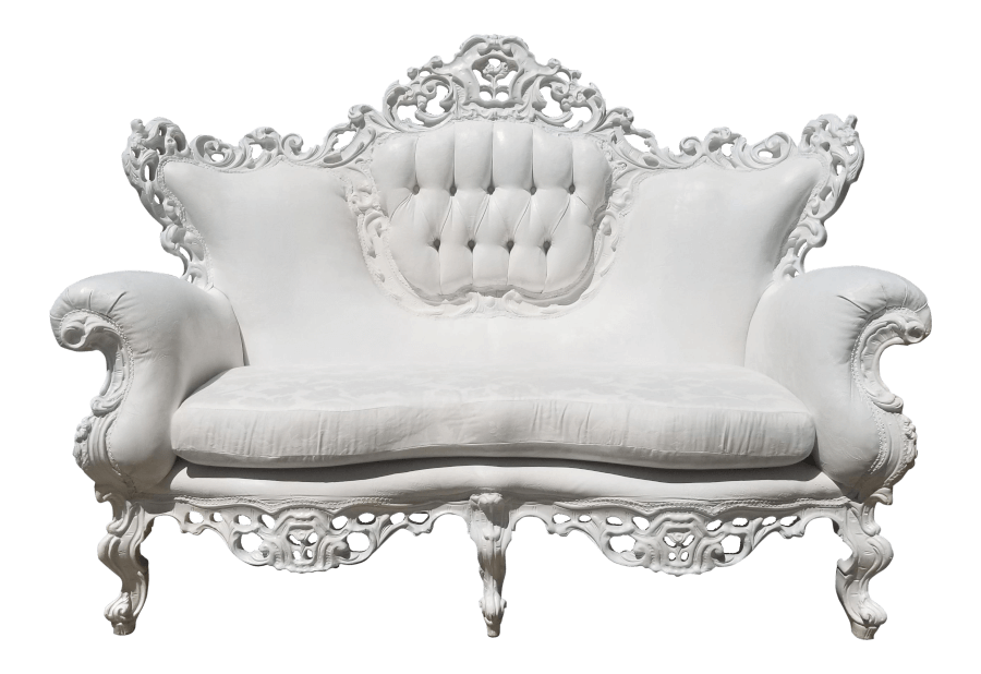 Victorian Baroque White Loveseat | Uniquely Chic Vintage Rentals