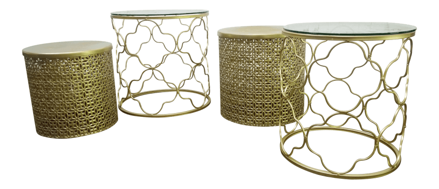 Gold Quatrefoil Nesting Tables | Uniquely Chic Vintage Rentals