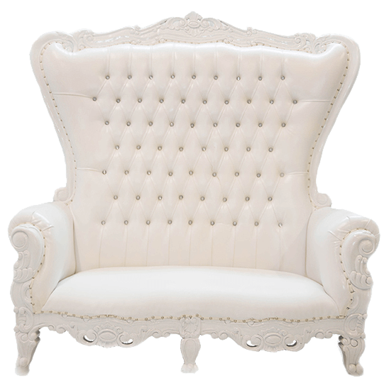 White Throne Loveseat | Uniquely Chic Vintage Rentals