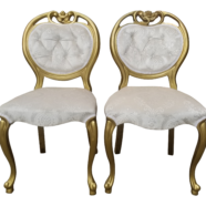 Gold & Ivory Damask Sweetheart Chairs