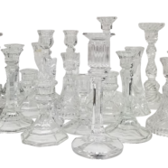 Mismatched Glass Crystal Taper Candle Holders