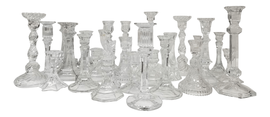 Mismatched Glass Crystal Candleholders | Uniquely Chic Vintage Rentals