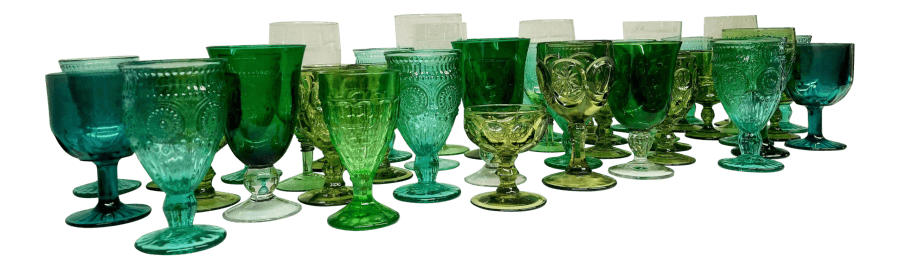 Green Glass Goblets | Uniquely Chic Vintage Rentals