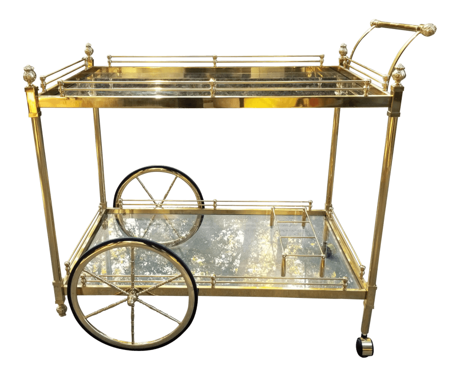 Vintage Gold Rolling Bar Cart | Uniquely Chic Vintage Rentals