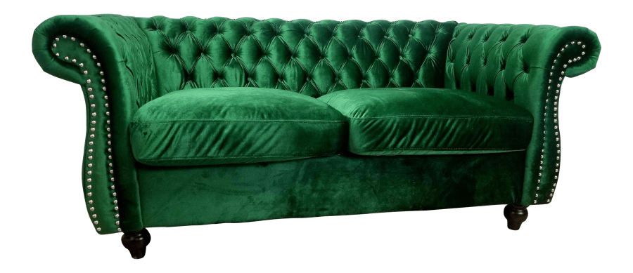 Upholstered Seating - Emerald Green Velvet Sofa | Uniquely Chic Vintage Rentals