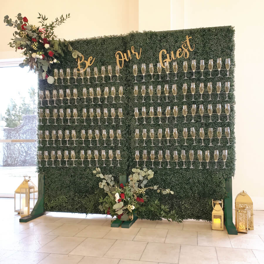 Champagne Wall Boxwood Backdrop | Uniquely Chic Vintage Rentals