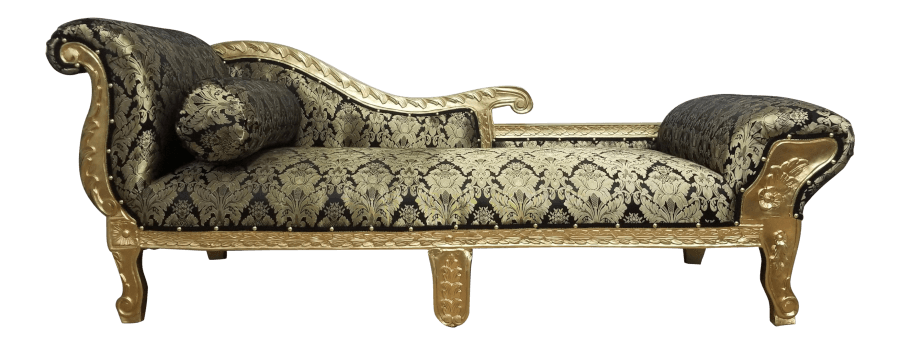 Gatsby Gold and Black Damask Chaise | Uniquely Chic Vintage Rentals