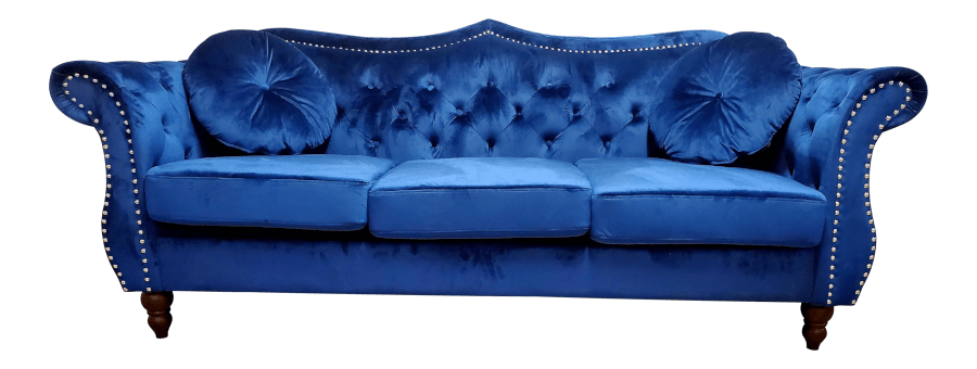 Classic Blue Velvet Sofa | Uniquely Chic Vintage Rentals