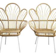 Rattan Fan Back Peacock Chairs