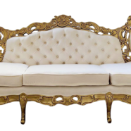 Baroque Gold & Ivory Tufted Sofa