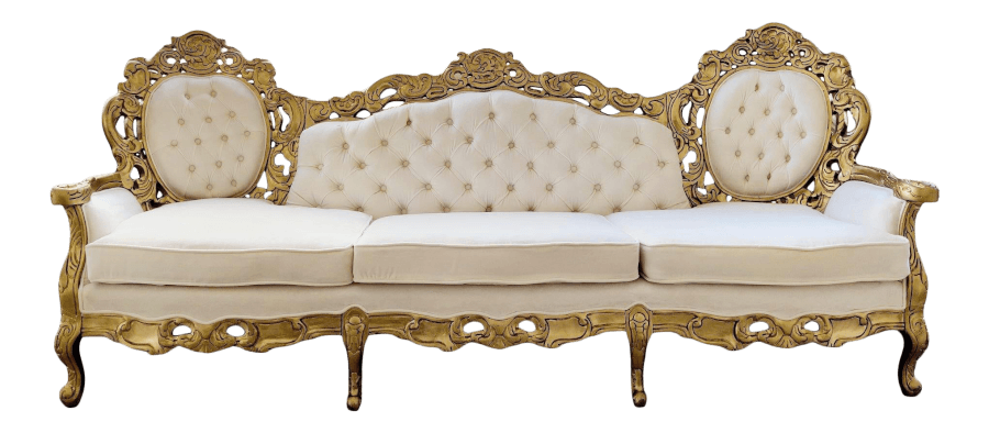 Baroque Gold & Ivory Tufted Sofa