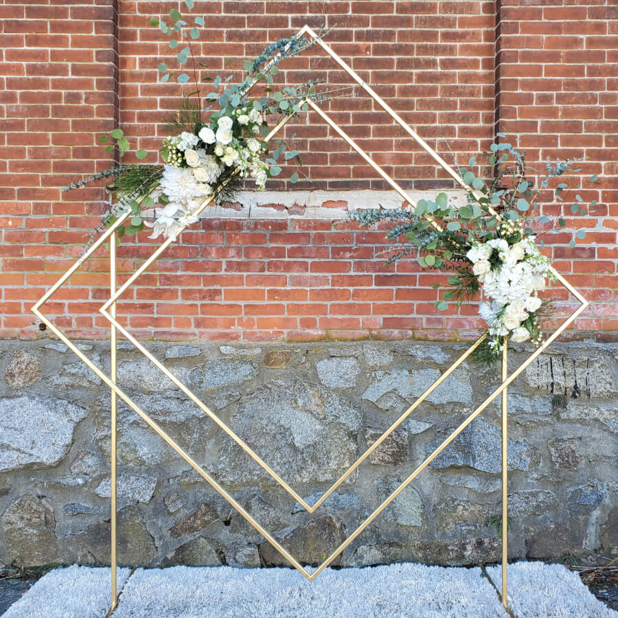 Gold Geometric Diamond Arbor with Florals | Uniquely Chic Vintage Rentals