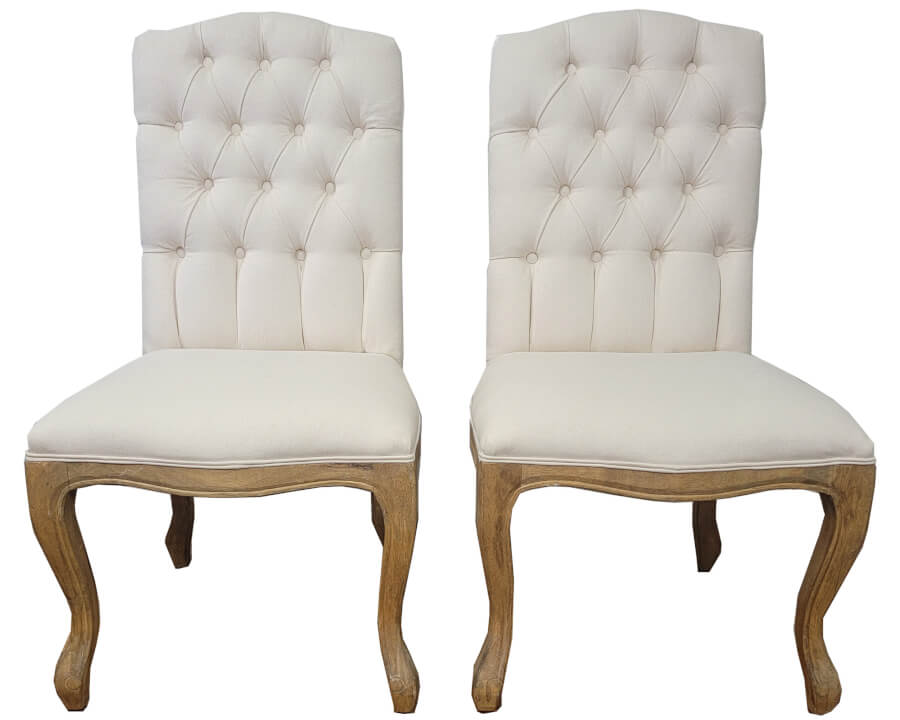 French Cream Linen Sweetheart Chairs