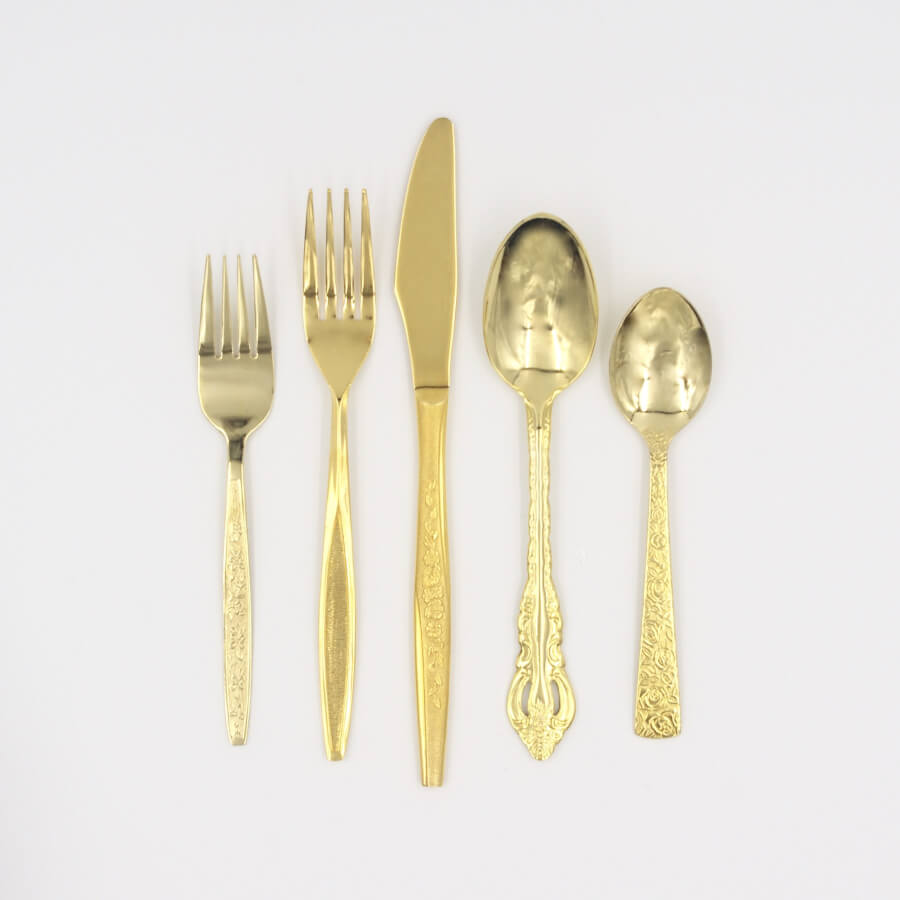 Mismatched Vintage Gold Flatware