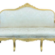 Louis XVI French Gold & Ivory Brocade Settee