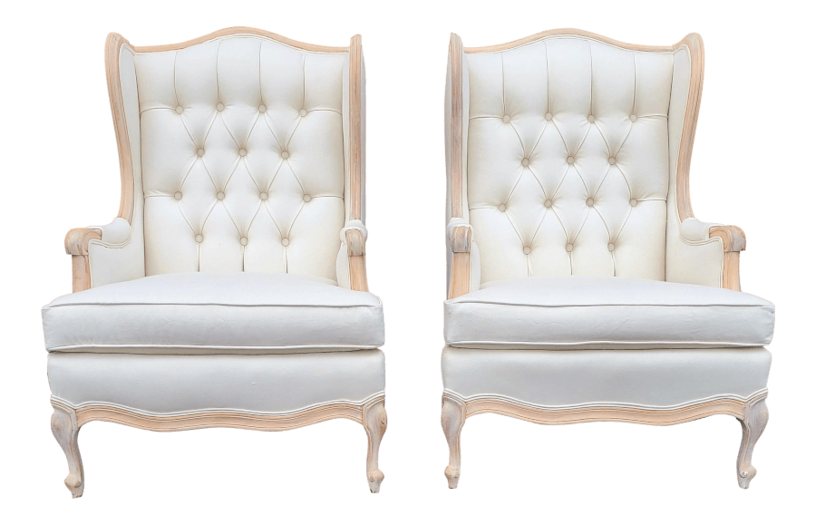 Ivory French Wingback Chairs