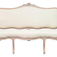 Natural Wood Ivory Linen Settee
