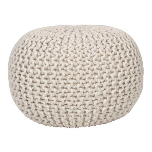 Ivory Woven Pouf