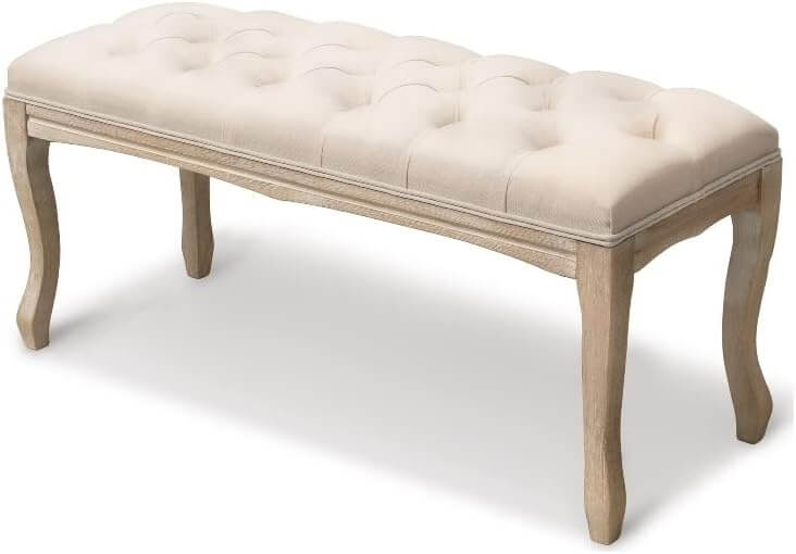 Ivory Tufted Bench