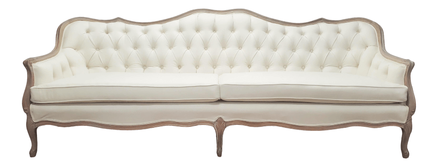 Natural Wood Ivory Linen Loveseat