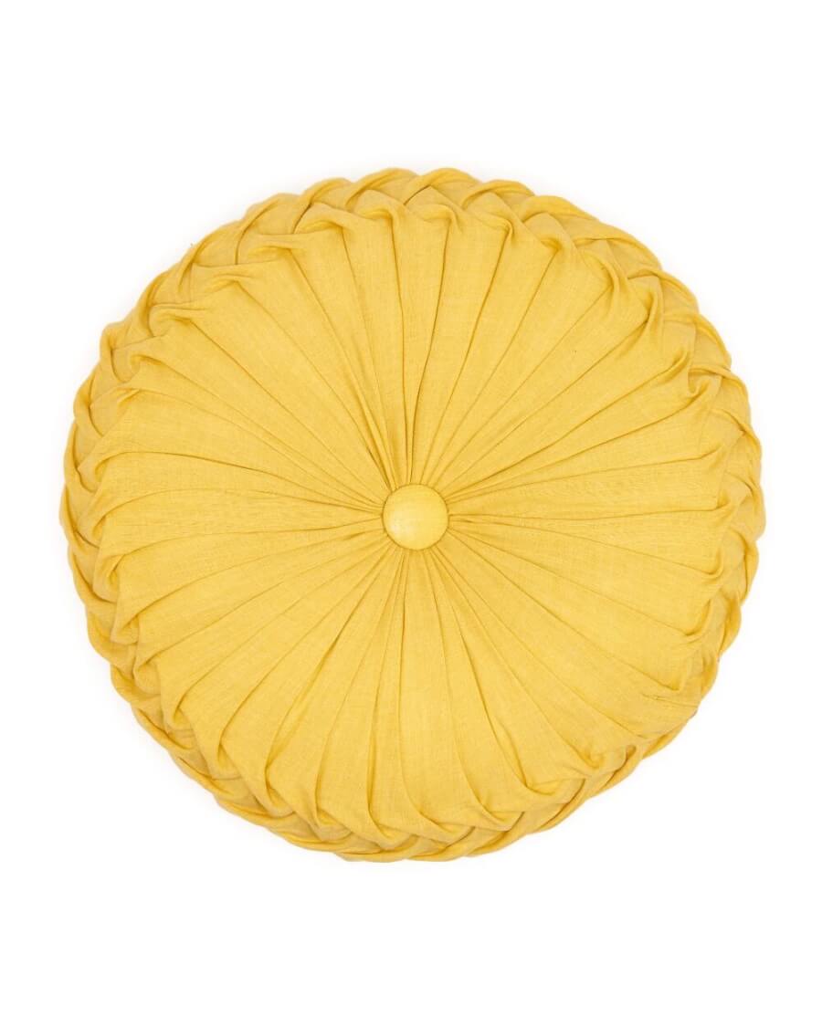 Yellow Round Pintuck Pillow