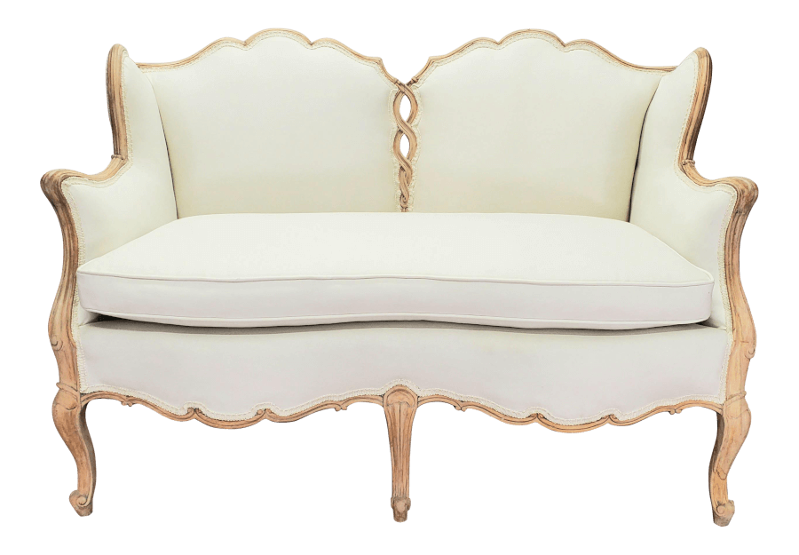 French Ivory Linen Loveseat