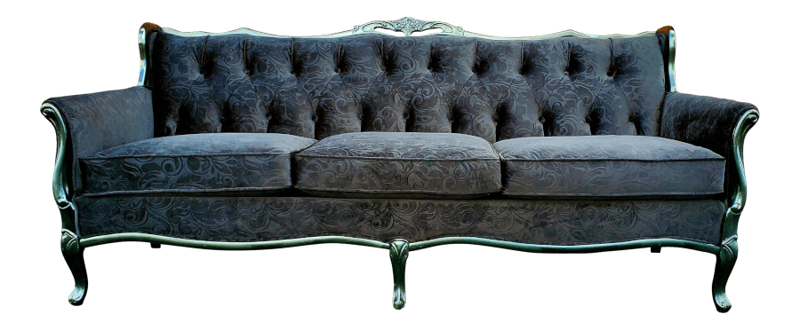 French Black Velvet Sofa