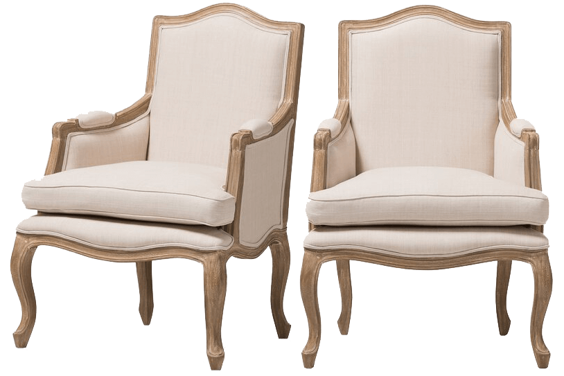 French Ivory Linen Armchairs