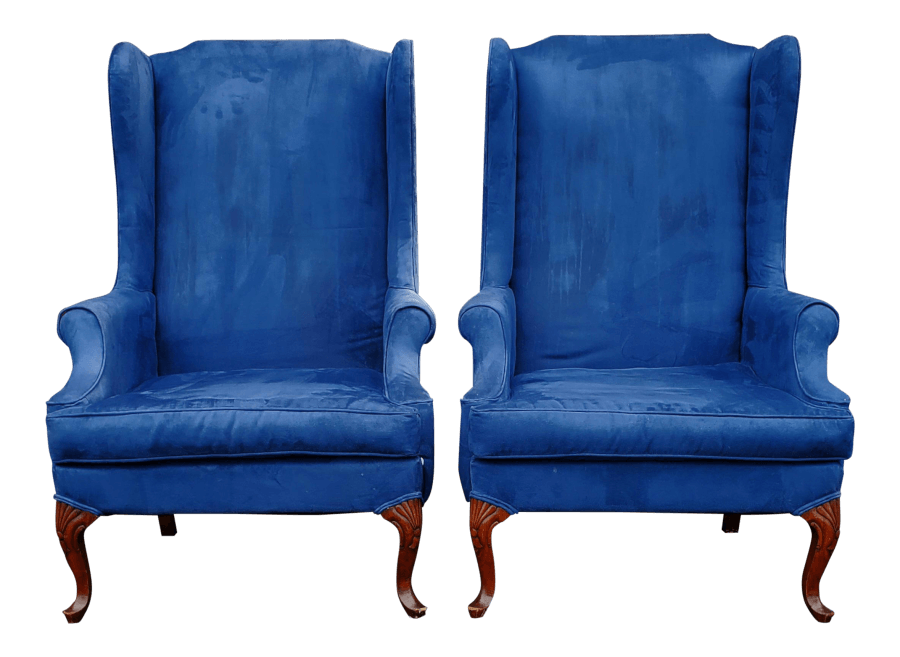 Classic Blue Wingback Chairs