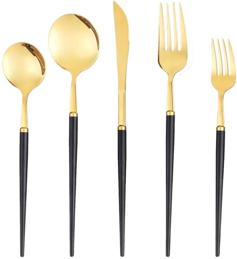 Mod Gold and Black Silverware