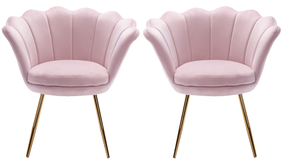 Blush Pink Scallop Velvet Chairs