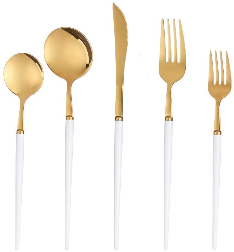 Mod Gold & White Silverware