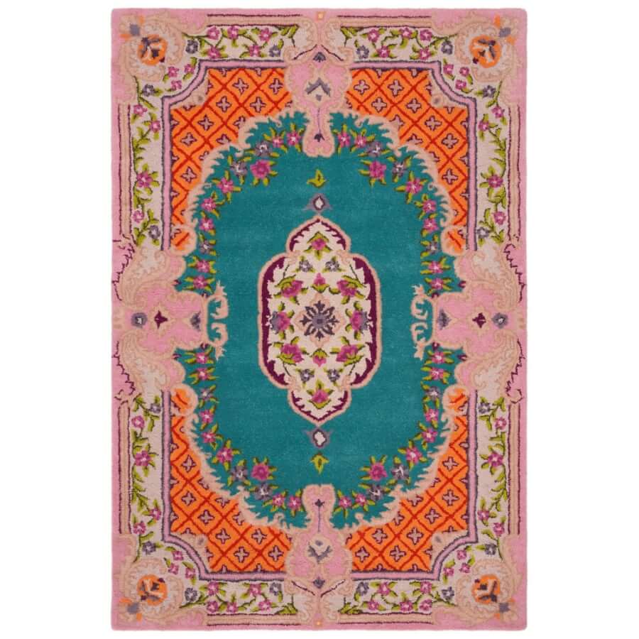 Boho Pink and Blue Oriental Rug